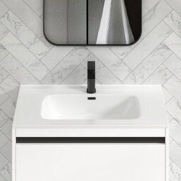Royal Bathrooms Orion 800mm Matt White 2 Door Floor Standing Vanity Unit With Ceramic Basin & Black Strip - thumbnail 6