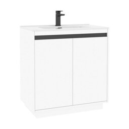 Royal Bathrooms Orion 800mm Matt White 2 Door Floor Standing Vanity Unit With Ceramic Basin & Black Strip - thumbnail 8