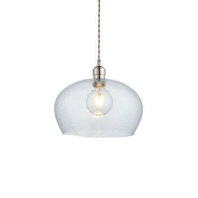 Luminosa Lighting Luminosa Livorno Dome Pendant Ceiling Light Bright Nickel Plate, Clear Hammered Glass - image 1
