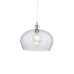Luminosa Lighting Luminosa Livorno Dome Pendant Ceiling Light Bright Nickel Plate, Clear Hammered Glass - thumbnail 1