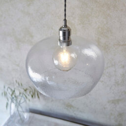 Luminosa Lighting Luminosa Livorno Dome Pendant Ceiling Light Bright Nickel Plate, Clear Hammered Glass - thumbnail 4