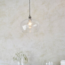 Luminosa Lighting Luminosa Livorno Dome Pendant Ceiling Light Bright Nickel Plate, Clear Hammered Glass - thumbnail 2