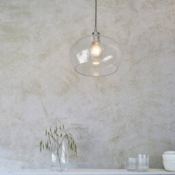 Luminosa Lighting Luminosa Livorno Dome Pendant Ceiling Light Bright Nickel Plate, Clear Hammered Glass - thumbnail 3