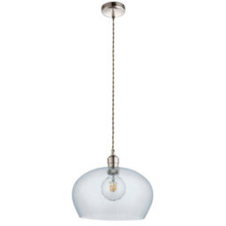 Luminosa Lighting Luminosa Livorno Dome Pendant Ceiling Light Bright Nickel Plate, Clear Hammered Glass - thumbnail 7