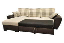 Alabama Corner Sofa Bed Brown Cream Faux Leather Fabric With Storage - thumbnail 3