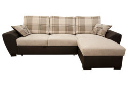 Alabama Corner Sofa Bed Brown Cream Faux Leather Fabric With Storage - thumbnail 2