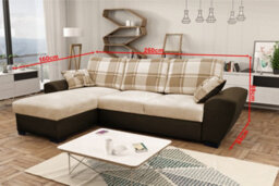 Alabama Corner Sofa Bed Brown Cream Faux Leather Fabric With Storage - thumbnail 5