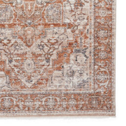 Terracotta Traditional Abstract Bordered 10mm Pile Stain-Resistant Rug For Bedroom, Living, & Dining Room-80Cm X 300Cm - thumbnail 4