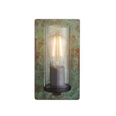 Luminosa Lighting Luminosa Palermo Wall Lamp Verdigris Bronze Plate, Clear Glass - image 1