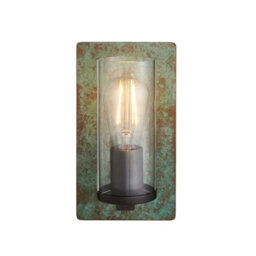 Luminosa Lighting Luminosa Palermo Wall Lamp Verdigris Bronze Plate, Clear Glass - thumbnail 1