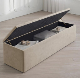 Safar 120Cm Large Ottoman Storage Box - Naples Shoes Bench - Beige Lined Upholstery Blanket Storage Box - thumbnail 2