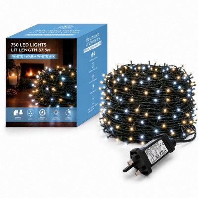 Shatchi 750 Led Warm & Cool White Christmas String Lights, 42.5M, 8 Modes, Timer, Indoor/outdoor, Green Cable - image 1