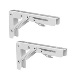 Highdecora Folding Shelf Brackets, 2 Pcs Heavy Duty Foldable Shelf Brackets Metal Wall Mounted Foldable (White, 10 Inch) - thumbnail 1
