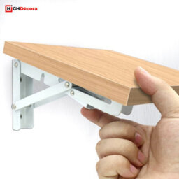 Highdecora Folding Shelf Brackets, 2 Pcs Heavy Duty Foldable Shelf Brackets Metal Wall Mounted Foldable (White, 10 Inch) - thumbnail 6