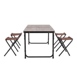 Thehotsale Outdoor Folding Picnic Table With 4 Oxford Mat Stools Umbrella Hole Fold Up Suitcase Table - thumbnail 5
