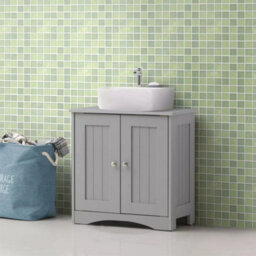 Bathroom Under Sink Cabinet Basin Storage Cupboard Vanity Unit - Grey - thumbnail 4