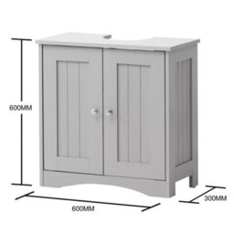 Bathroom Under Sink Cabinet Basin Storage Cupboard Vanity Unit - Grey - thumbnail 2