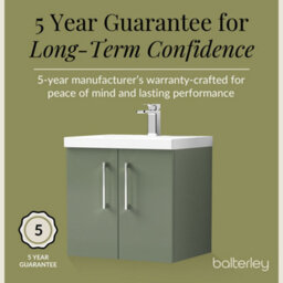 Balterley Contemporary Bathroom Wall Hung 2 Soft-Close Door Vanity Unit & Mid-Edge Basin, Satin Green, 500 mm - thumbnail 6