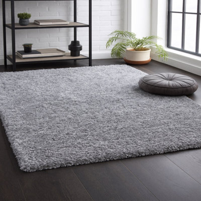 Uetian Silver Soft Shaggy Rug Small 5Cm Thick Pile For Home Kids Room Door Ways Small Silver (60X110) - image 1