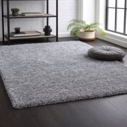 Uetian Silver Soft Shaggy Rug Small 5Cm Thick Pile For Home Kids Room Door Ways Small Silver (60X110) - thumbnail 1