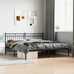 Berkfield Metal Bed Frame With Headboard Black 180X200 Cm - thumbnail 1