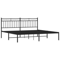 Berkfield Metal Bed Frame With Headboard Black 180X200 Cm - thumbnail 4