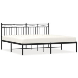 Berkfield Metal Bed Frame With Headboard Black 180X200 Cm - thumbnail 2