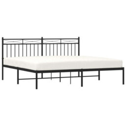 Berkfield Metal Bed Frame With Headboard Black 180X200 Cm - thumbnail 3