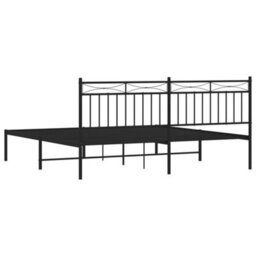 Berkfield Metal Bed Frame With Headboard Black 180X200 Cm - thumbnail 7