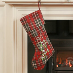Dibor Mistletoe Highland Tartan Xmas Gift Decoration Christmas Stocking For Kids - thumbnail 1