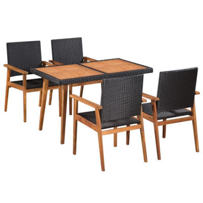 Berkfield 5 Piece Outdoor Dining Set Poly Rattan Black And Brown - image 1