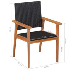 Berkfield 5 Piece Outdoor Dining Set Poly Rattan Black And Brown - thumbnail 7