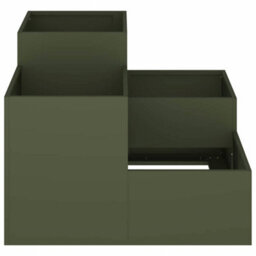 Berkfield Garden Planter Olive Green 80 X 80 X 60 Cm Steel - thumbnail 7