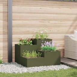 Berkfield Garden Planter Olive Green 80 X 80 X 60 Cm Steel