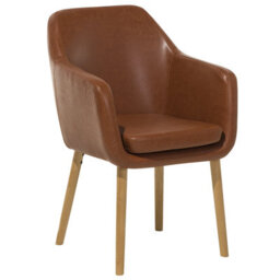 Beliani Dining Chair Yorkville Faux Leather Golden Brown