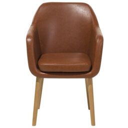 Beliani Dining Chair Yorkville Faux Leather Golden Brown - thumbnail 4