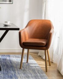 Beliani Dining Chair Yorkville Faux Leather Golden Brown - thumbnail 2