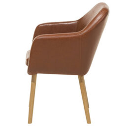 Beliani Dining Chair Yorkville Faux Leather Golden Brown - thumbnail 7