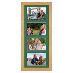 AK Frames 50X20Cm Country Pine Modern Multi Photo Frame With Emerald Mount - Holds 4 Apertures (4X) 6X4 Photos