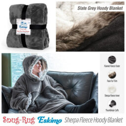 Snug Rug Eskimo - Slate Grey Wearable Blanket Oversized Hoodie Blankets For Adults Hooded - thumbnail 2