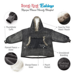 Snug Rug Eskimo - Slate Grey Wearable Blanket Oversized Hoodie Blankets For Adults Hooded - thumbnail 4