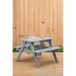 Orsina Grey Wooden Kids Picnic Bench With Seats, Outdoor Garden Picnic Table Bench, Childrens Bench For Playtime - thumbnail 4