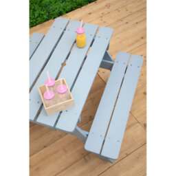 Orsina Grey Wooden Kids Picnic Bench With Seats, Outdoor Garden Picnic Table Bench, Childrens Bench For Playtime - thumbnail 5