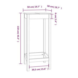 Berkfield Bar Table 50X50X110 Cm Solid Wood Pine - thumbnail 8