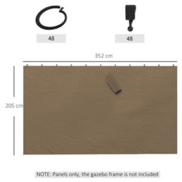 Outsunny 3 X 4(M) Universal Gazebo Replacement Sidewall Set, 4 Panels, Brown - thumbnail 3