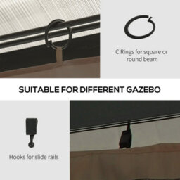 Outsunny 3 X 4(M) Universal Gazebo Replacement Sidewall Set, 4 Panels, Brown - thumbnail 6