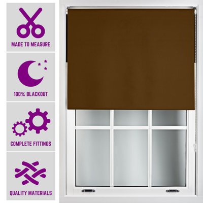 Furnished Made To Measure Blackout Roller Blinds - Brown Roller Blind For Windows And Doors (W)90Cm (L)165Cm