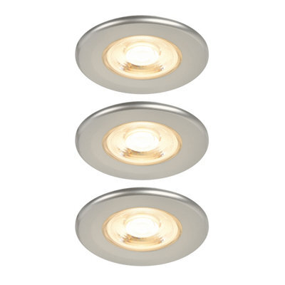 GoodHome Gamow Matt Pewter Effect Fixed Led Fire-Rated Warm & Neutral Downlight 5W Ip65, Pack Of 3 - image 1