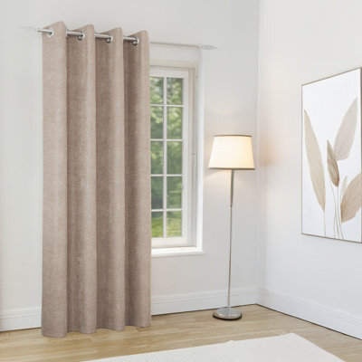 Enhanced Living Knightsbridge 100% Blackout, Thermal Sand Single Door Curtain With Eyelet Header - 66X84 Inch (168X214Cm) - image 1