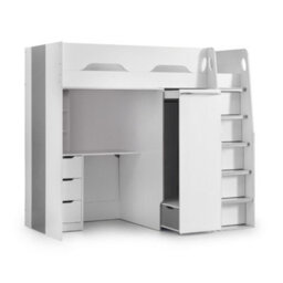 Julian Bowen Pegasus 90Cm Single White And Silver Highsleeper Loft Bed With Desk - thumbnail 3